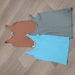 Bundle of THREE Joie Cotton Ribbed Tank Tops Size Small